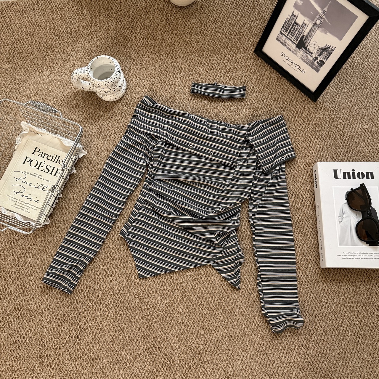 198 翻領條紋繞脖上衣(R)