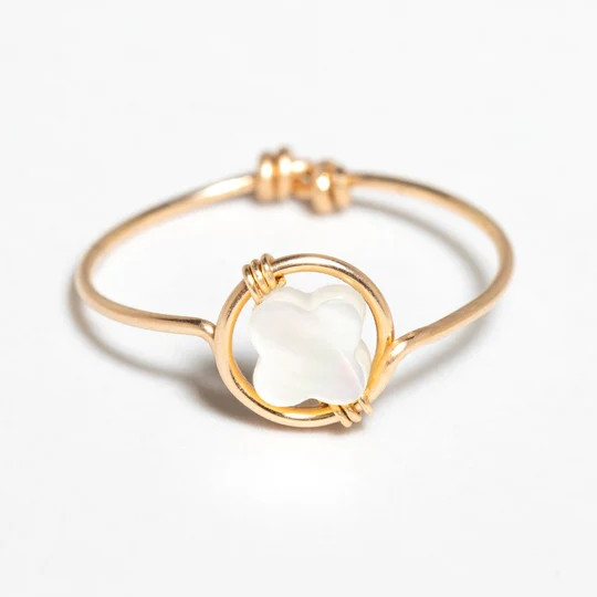 1YA0326-051 [YAY PARIS] Swan Star Ring - Mother of Pearl Laminated Gold #100emsw102 (EU)