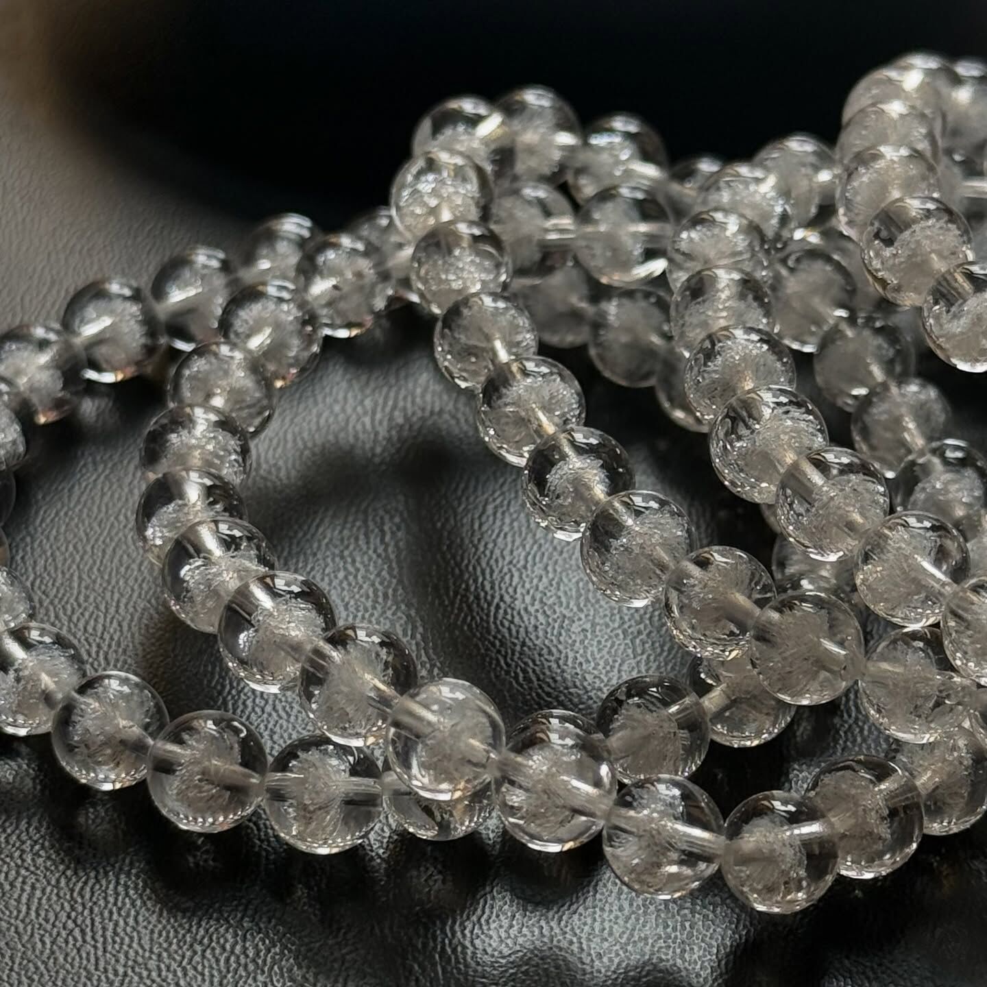 [原石] 白水晶 雷射激光雪花 水晶手串