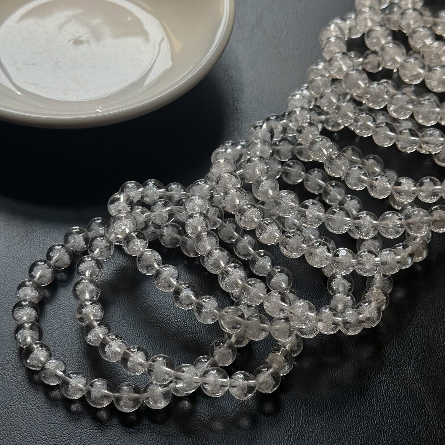 [原石] 白水晶 雷射激光雪花 水晶手串