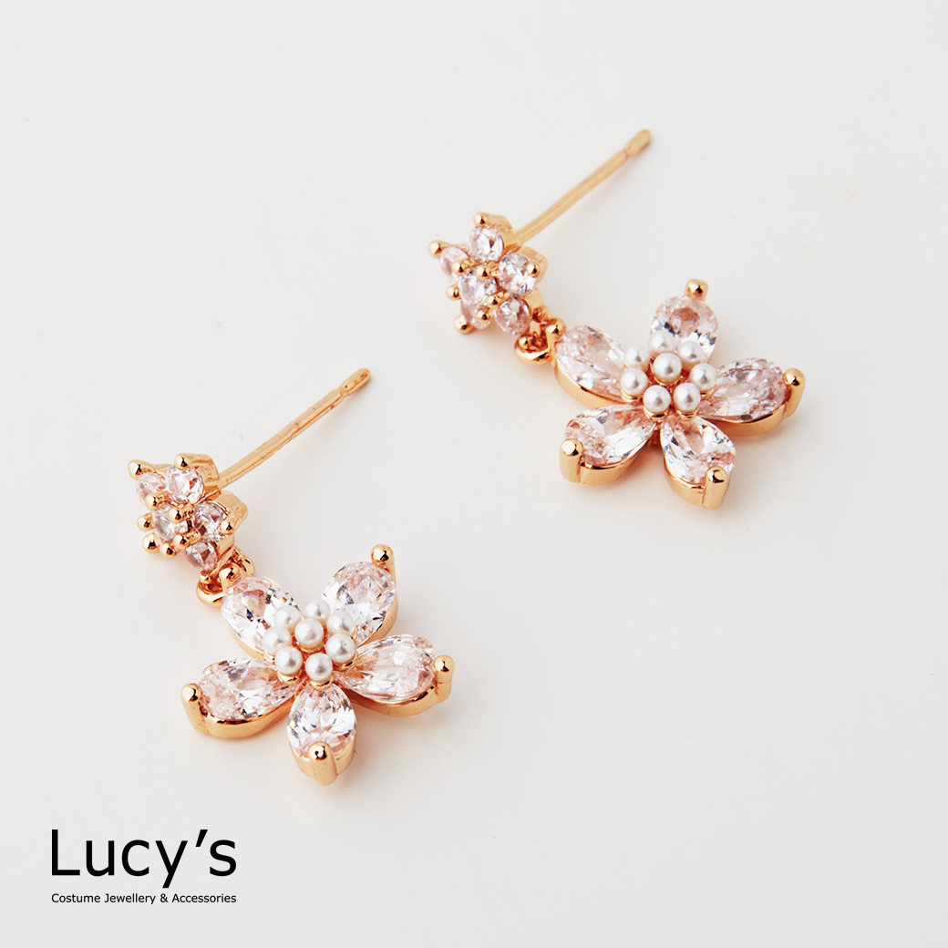 璀璨珍珠花 耳環 (128143)