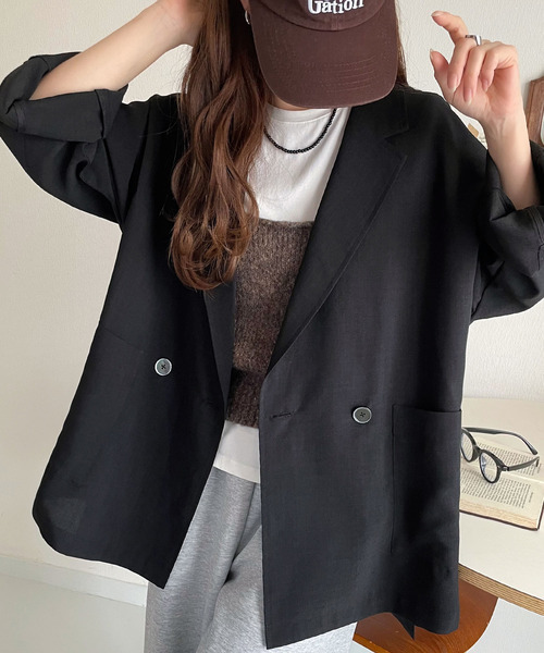 260325 日本牌子 雙排扣蝙蝠袖修身西裝薄外套