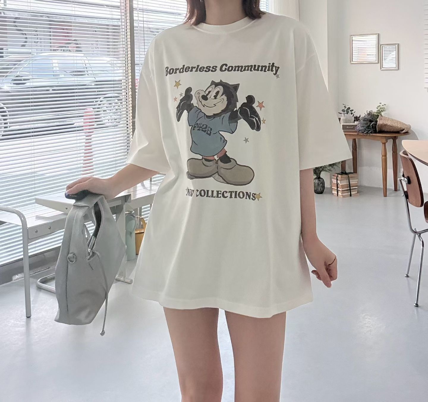 韓國星星手美式復古貓T