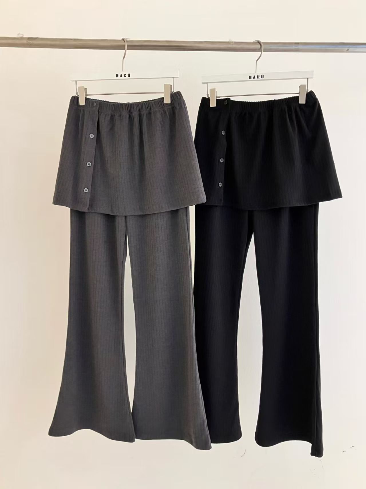 HU6014 全橡根假兩件裙長褲