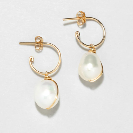 1YA0326-193 [YAY PARIS] Medium Stella Creoles Gold Large Cultured Pearl Laminated Gold #24AHC-301pdenmy101 (EU)