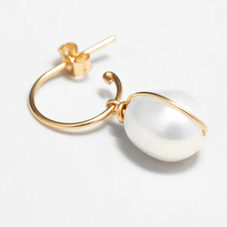 1YA0326-193 [YAY PARIS] Medium Stella Creoles Gold Large Cultured Pearl Laminated Gold #24AHC-301pdenmy101 (EU)