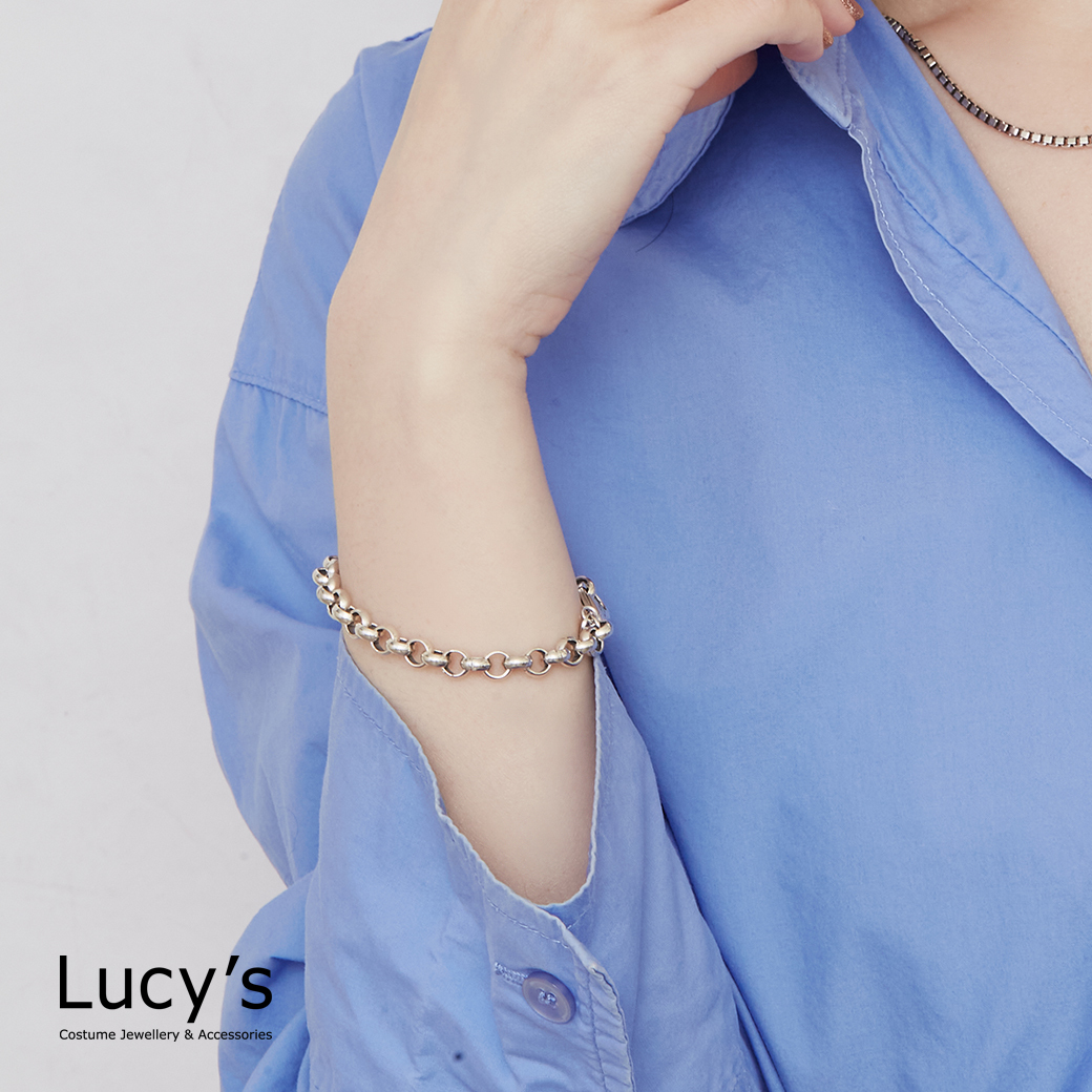 925純銀 圓鏈輪廓 硫化手鍊 (112518)