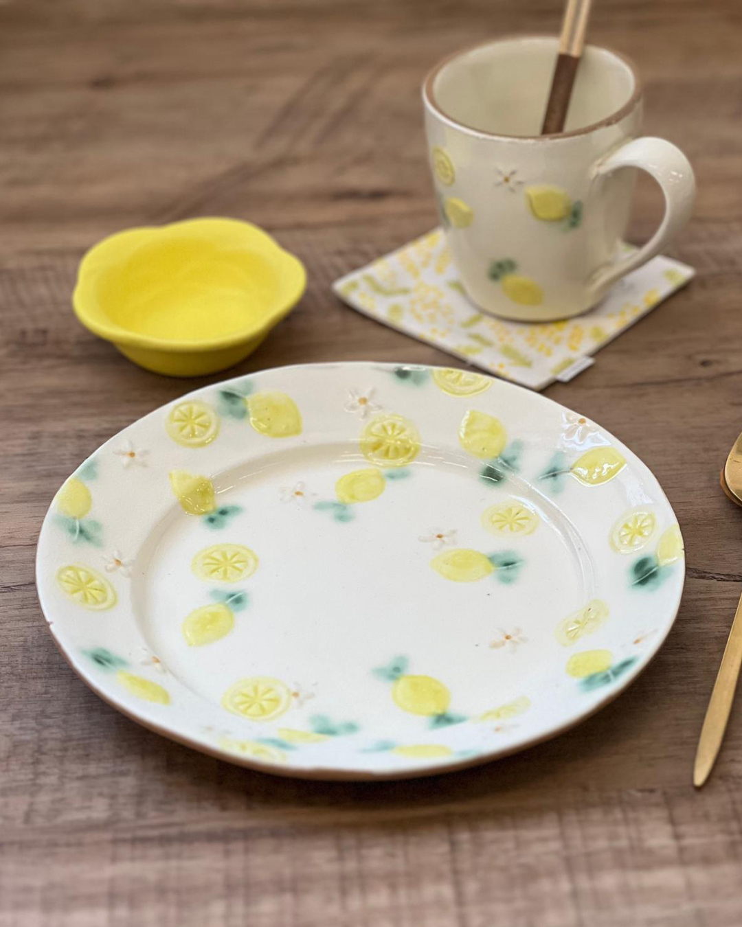 益子燒 22cm檸檬餐碟｜職人 若林健吾
