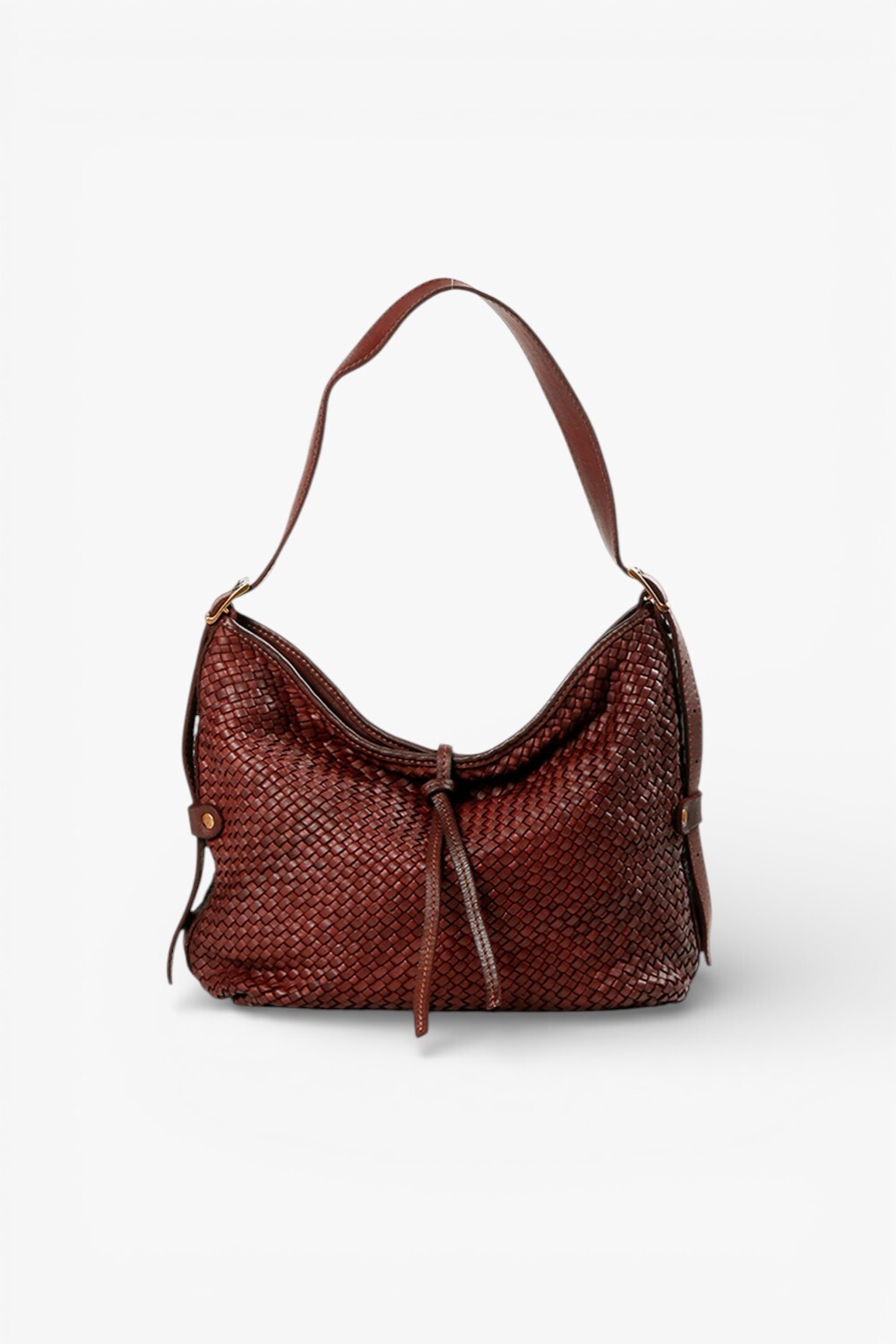 CODA 細編織蝴蝶結肩背包 酒紅