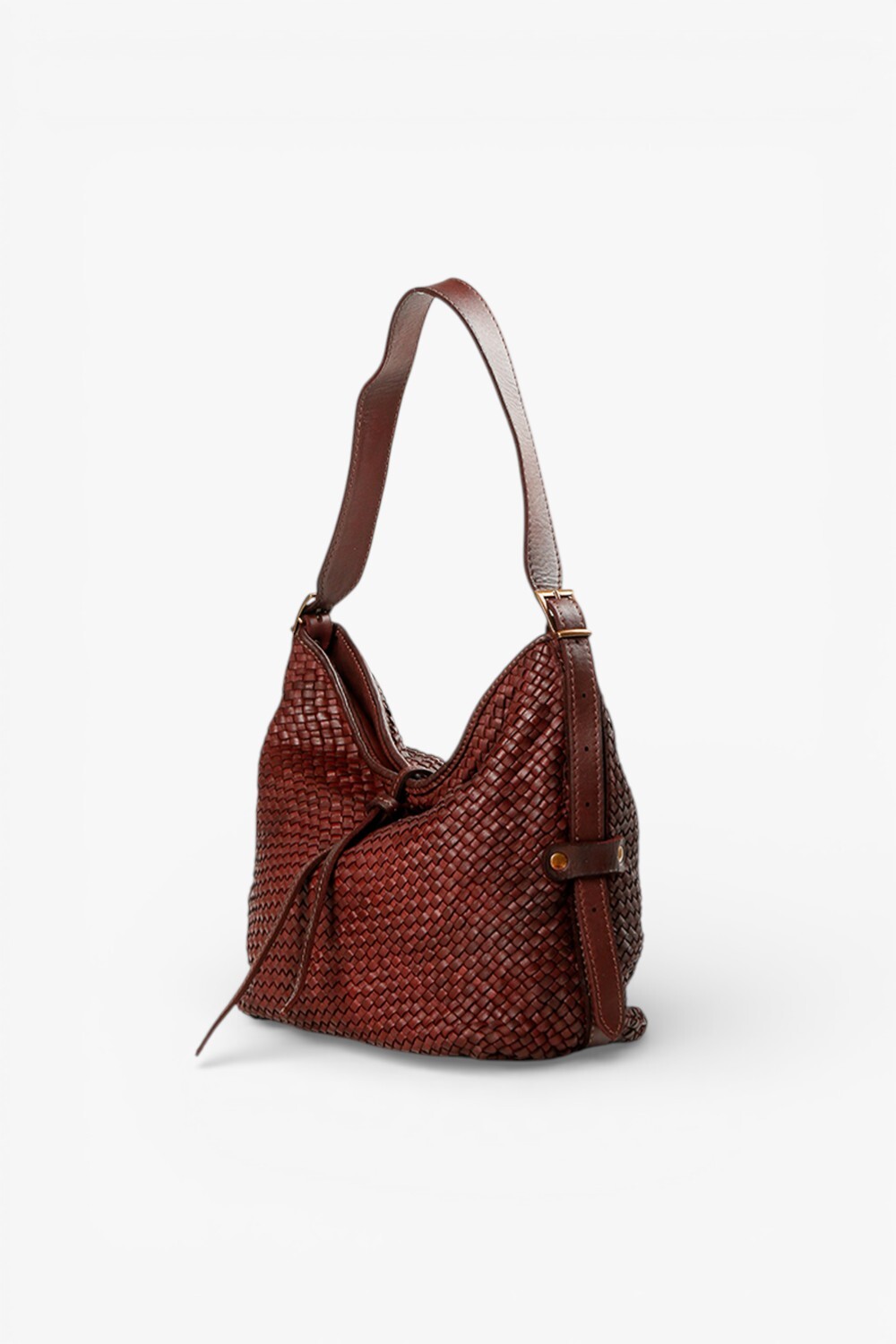 CODA 細編織蝴蝶結肩背包 酒紅