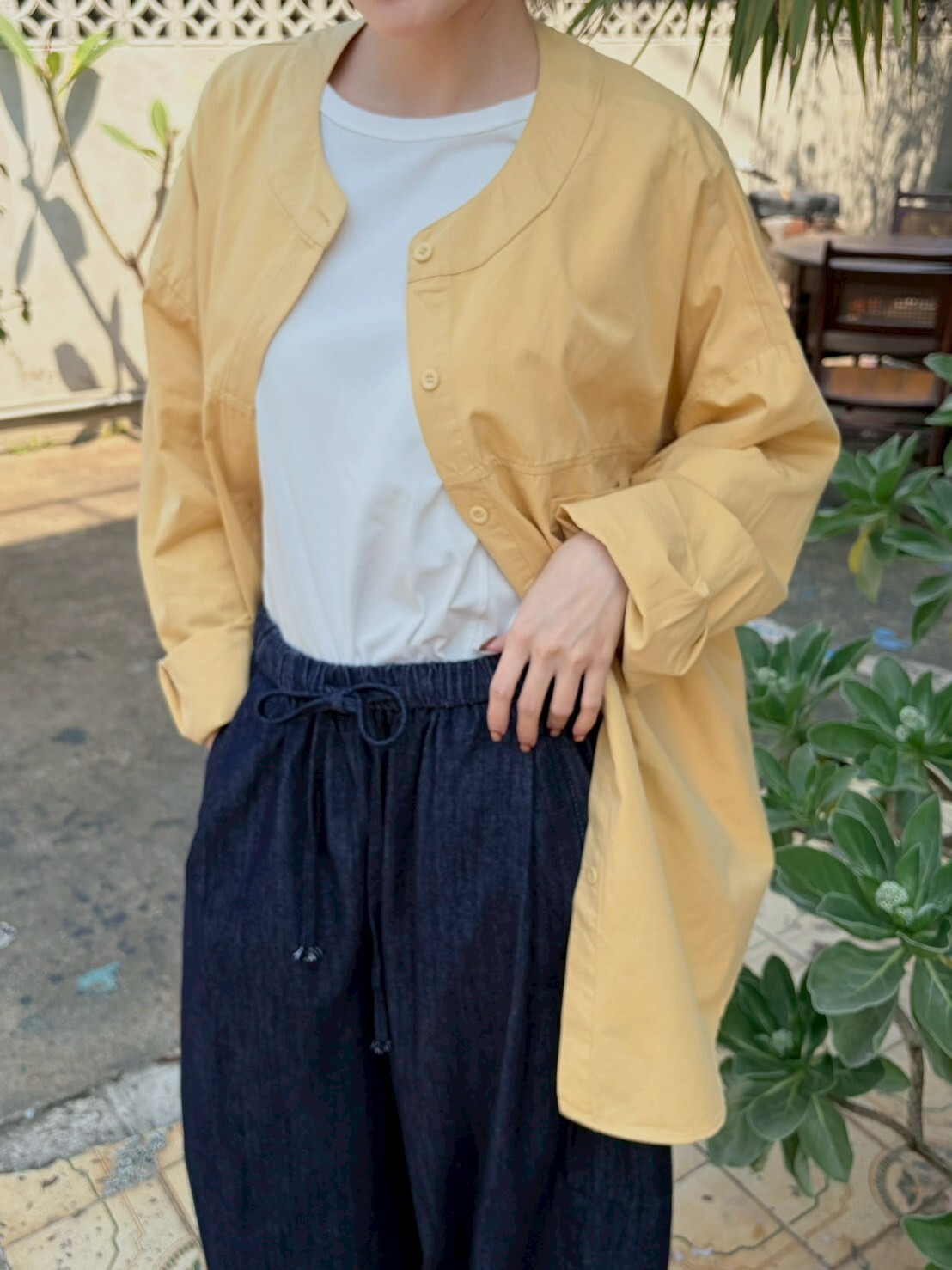 胸線單口袋無領襯衫8509H14