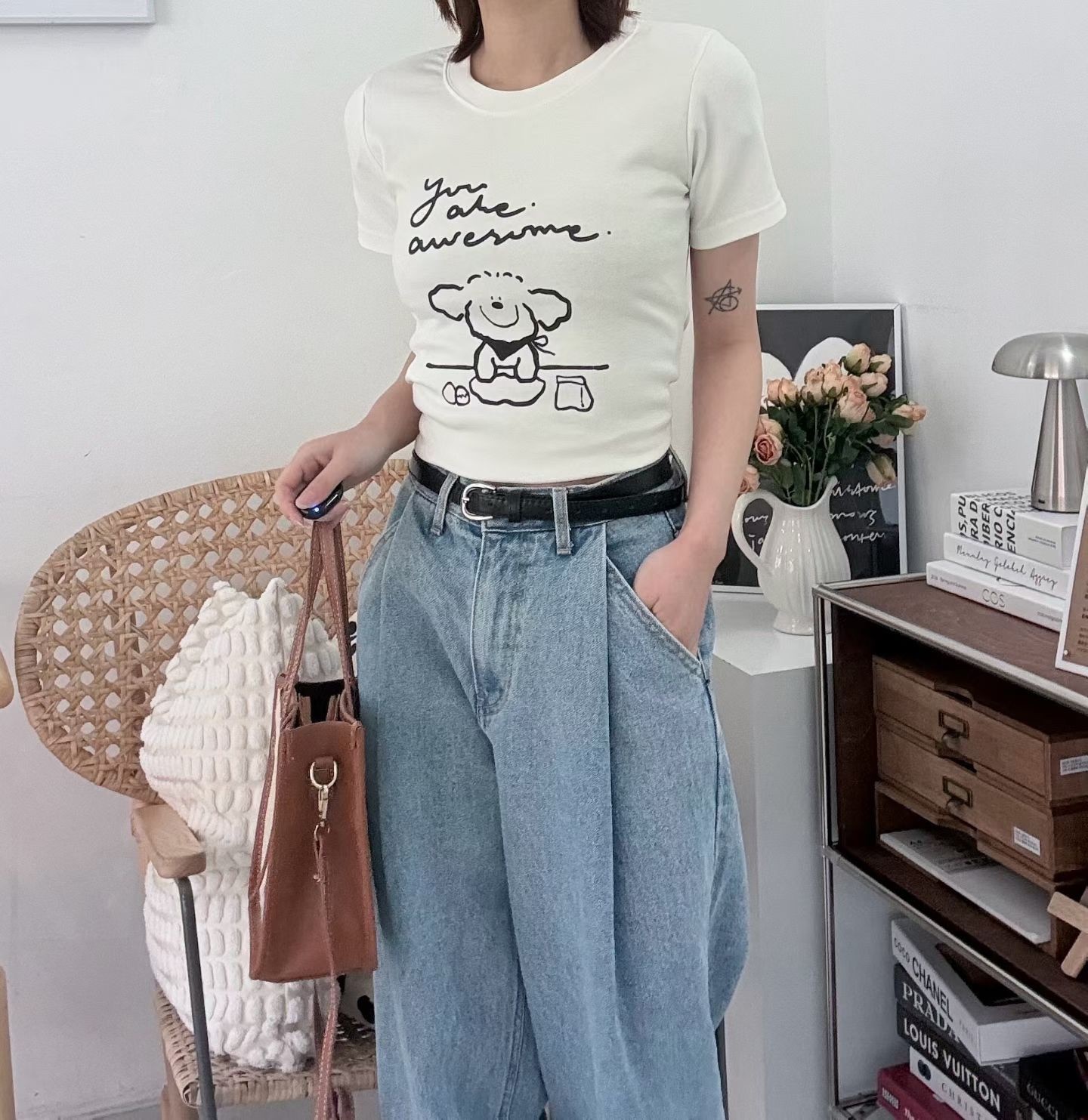 韓國合身微笑狗狗上衣