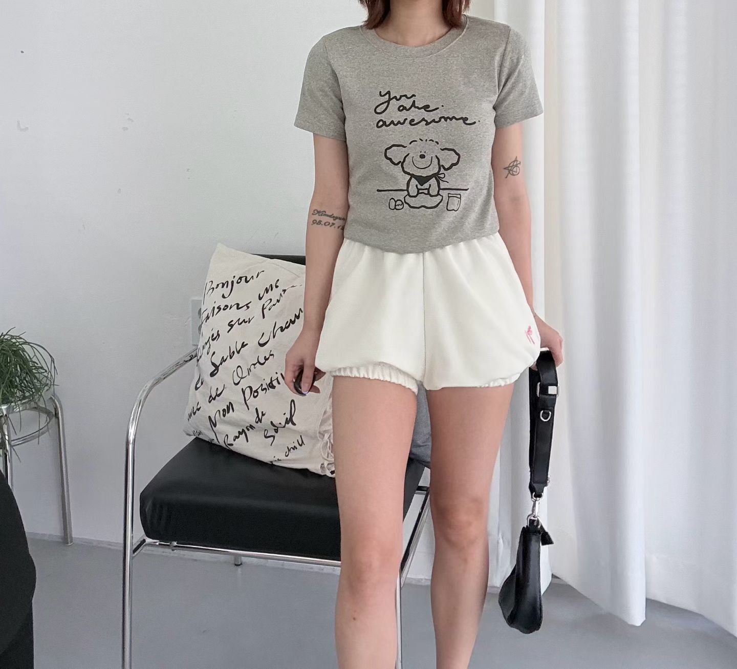 韓國合身微笑狗狗上衣