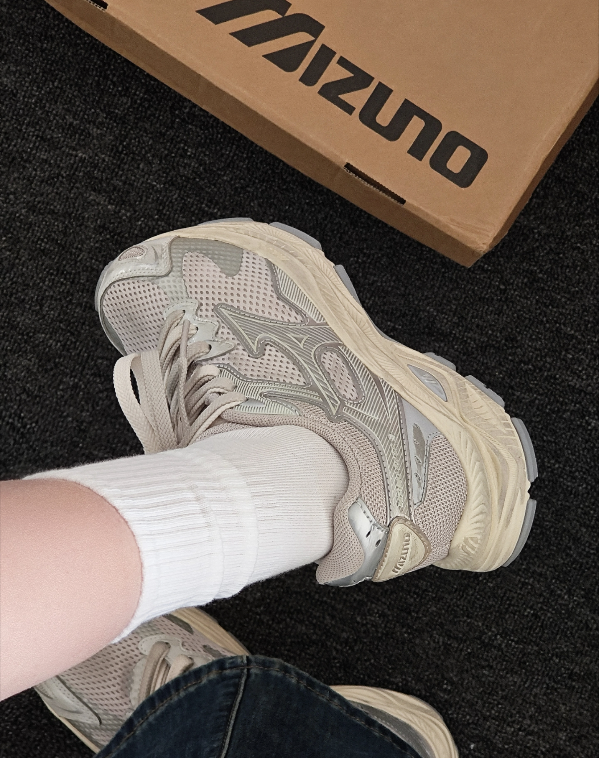 MIZUNO RACER S 做舊廢土風 銀灰色 老爹鞋