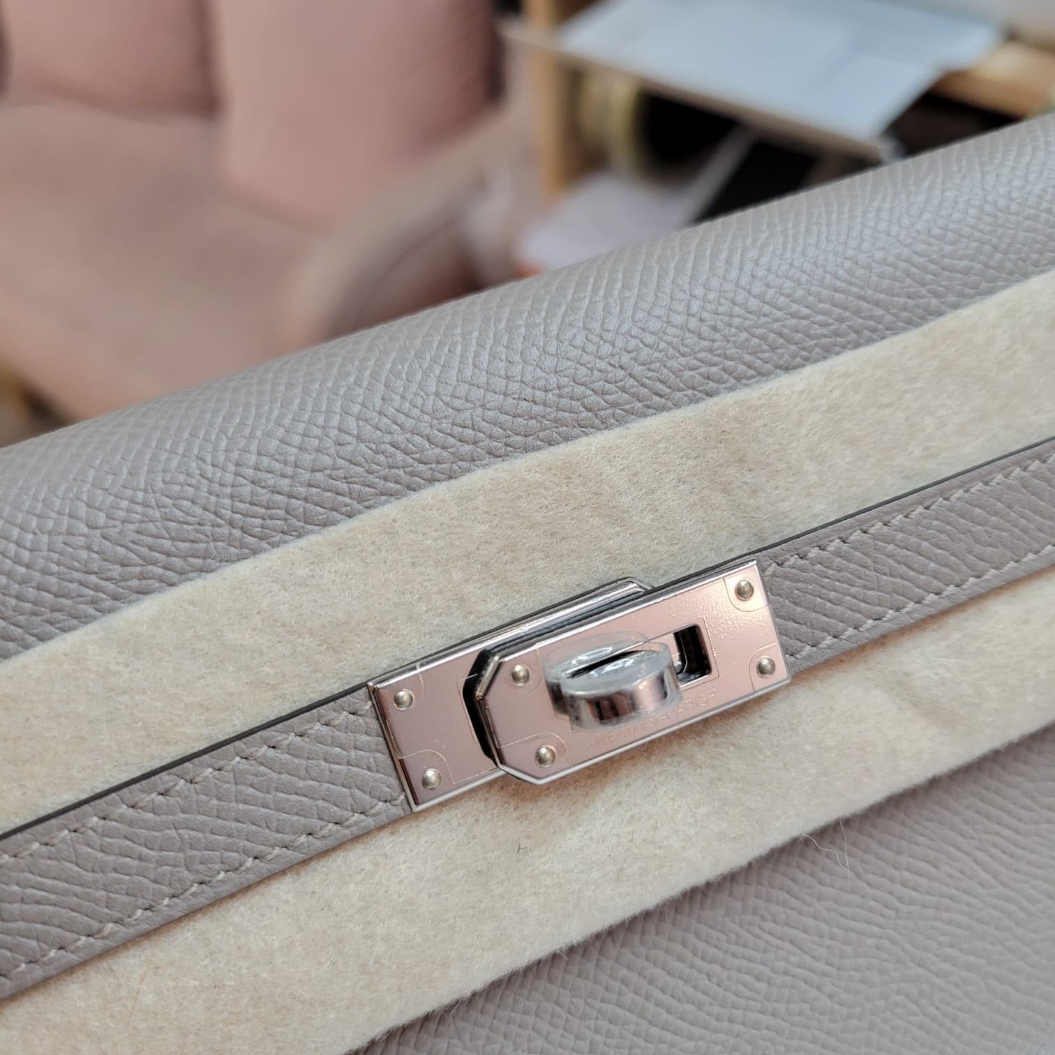 99%/UNUSED HERMES KELLY WALLET M8 Gris Asphalte/BLEU INDIGO CK