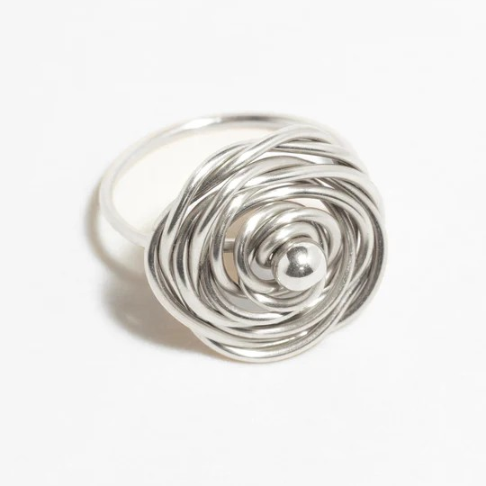 1YA0326-063 [YAY PARIS] Maxi Rosa Ring - Silver #100emrsmx200 (EU)