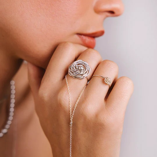 1YA0326-063 [YAY PARIS] Maxi Rosa Ring - Silver #100emrsmx200 (EU)