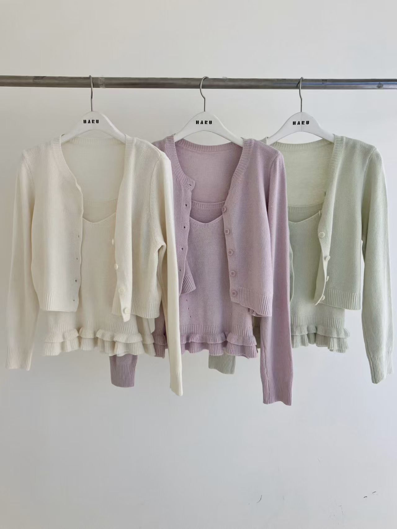 HU6046 直坑紋背心外套套裝