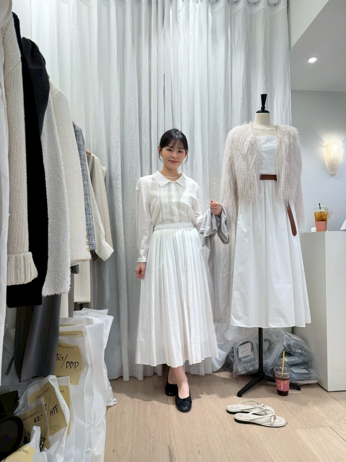 AY6027 抽繩百褶飄逸長裙