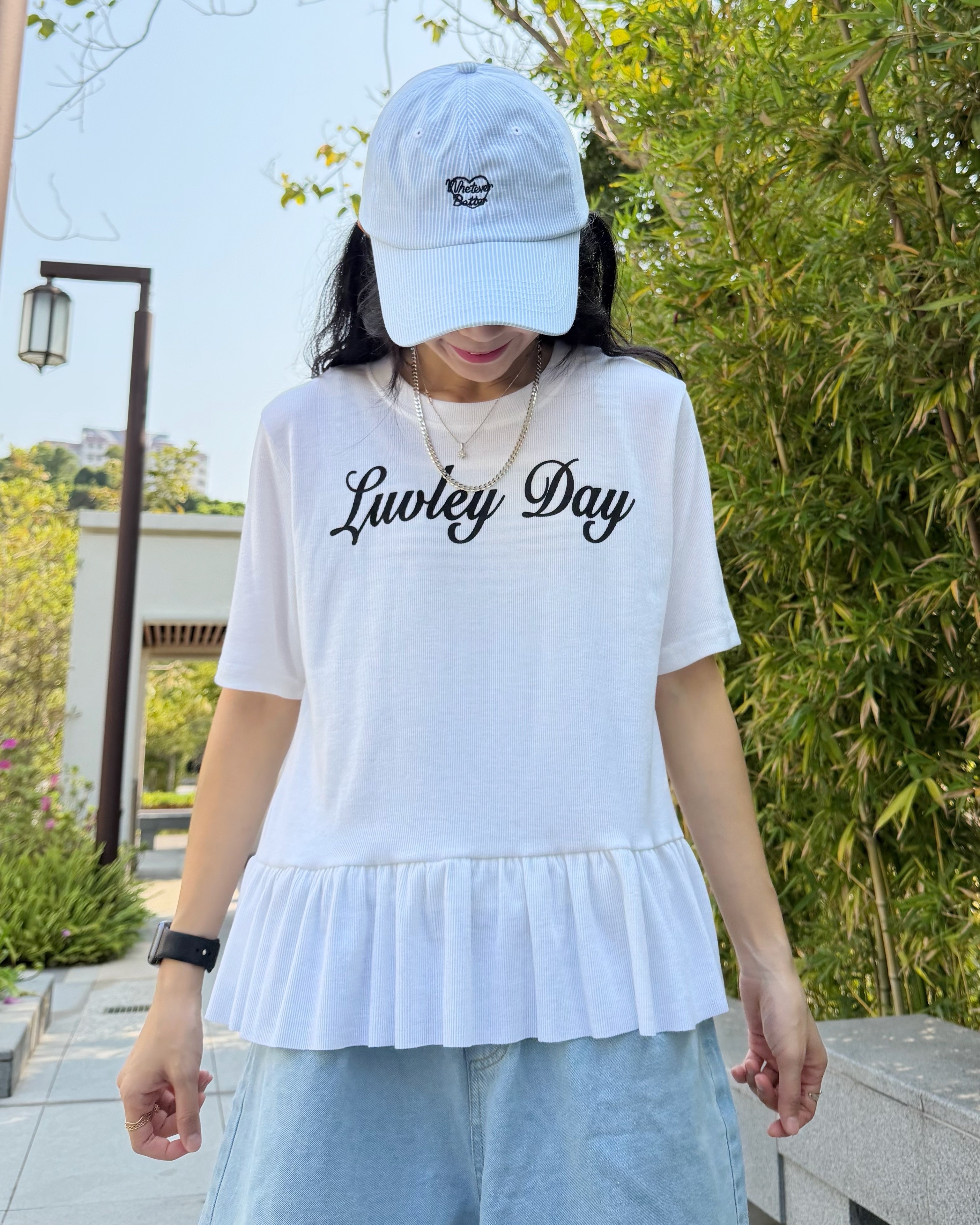 3月新品♥親膚純色ruffles邊短袖Top[微彈性]