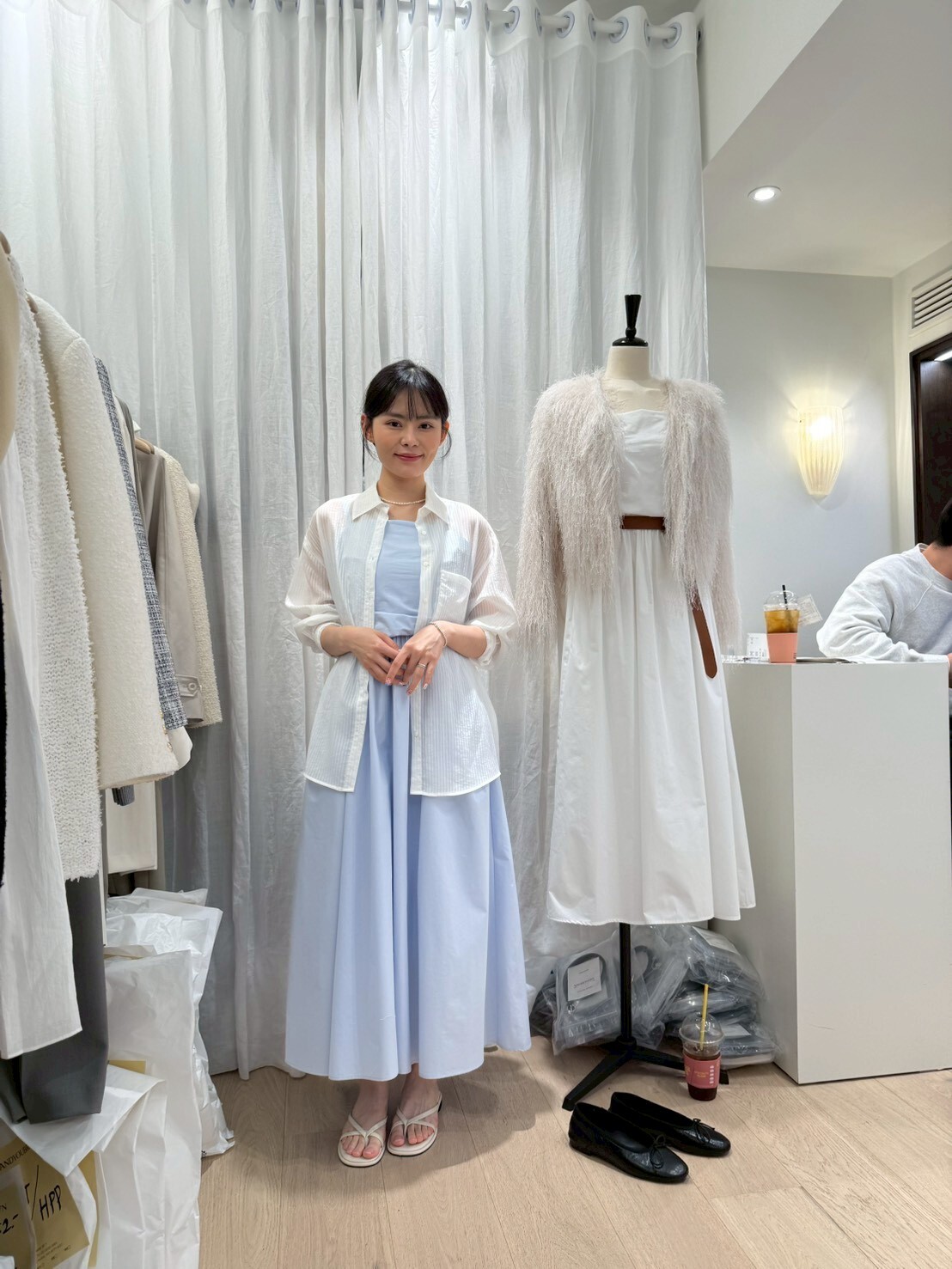 AY6016 暗直紋輕柔襯衫