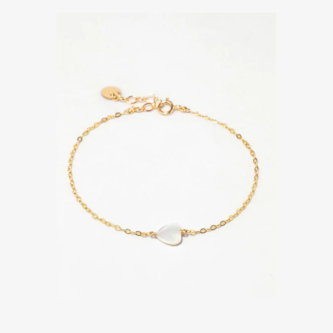 1YA0326-065 [YAY PARIS] Heart Bracelet - Mother-of-Pearl Gold #3copr101 (EU)