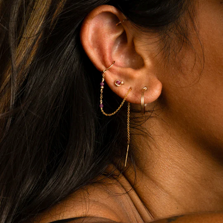 1YA0326-202 [YAY PARIS] Celestial Chain Earring Ruby Laminated Gold #24SUK-340incl130 (EU)