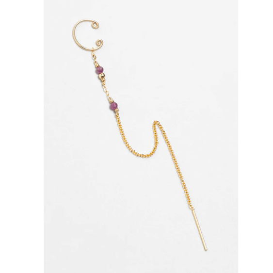 1YA0326-202 [YAY PARIS] Celestial Chain Earring Ruby Laminated Gold #24SUK-340incl130 (EU)