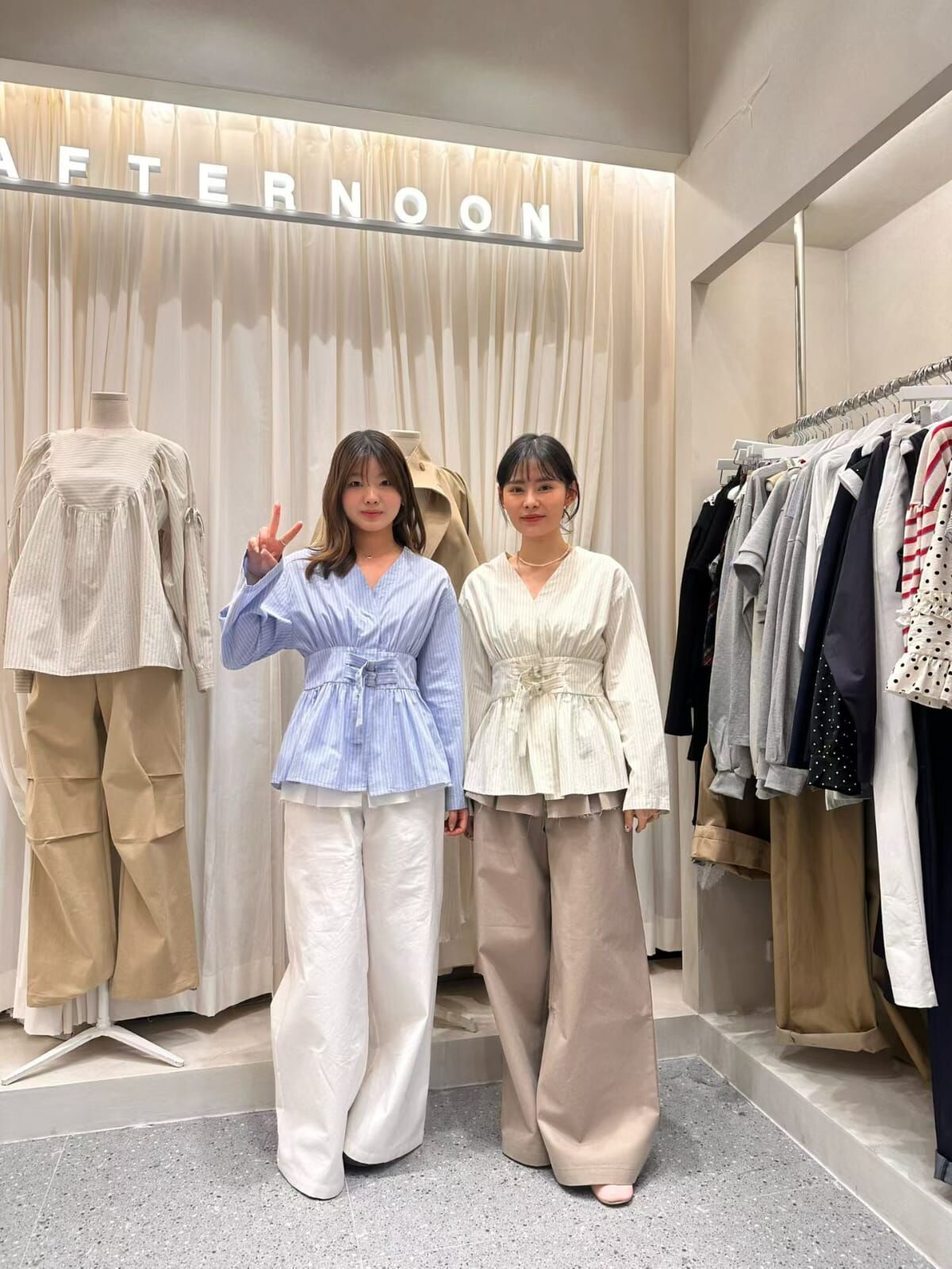 AF6034 束腰條紋無領恤衫