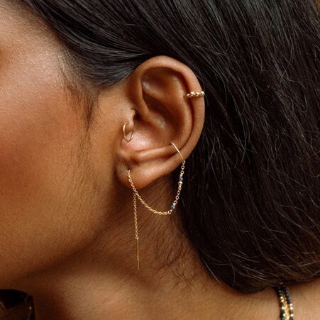 1YA0326-203 [YAY PARIS] Celestial Chain Earring Sapphire Laminated Gold #24SSC-340incl123 (EU)