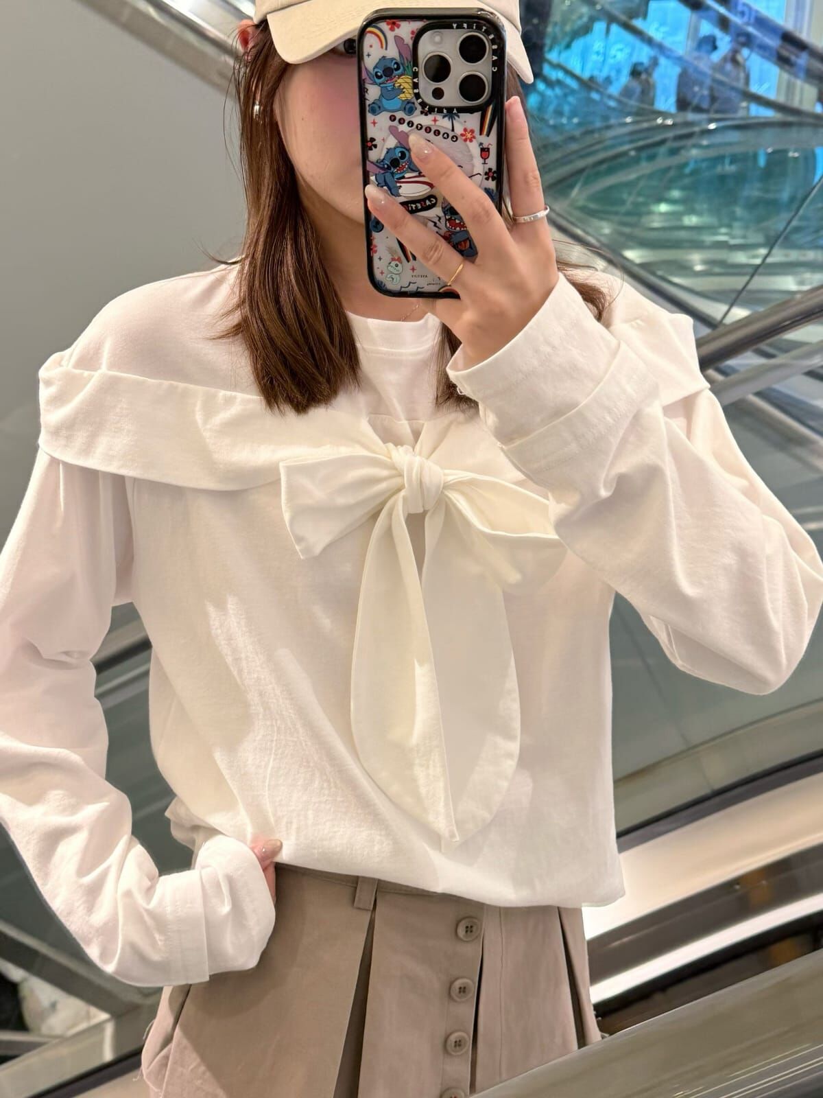 AF6008 假兩件蝴蝶結上衣