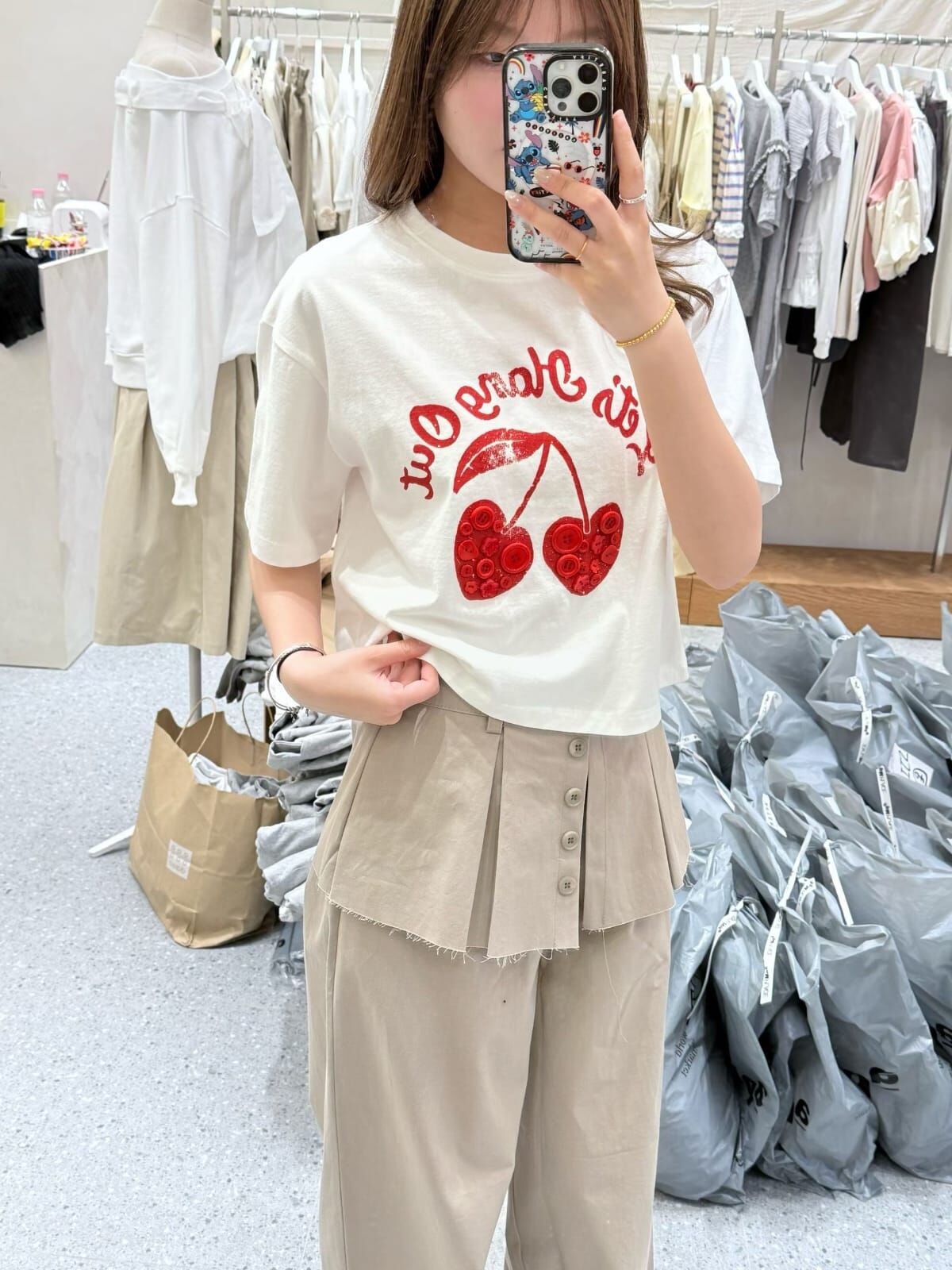 AF6007 鈕扣櫻桃T