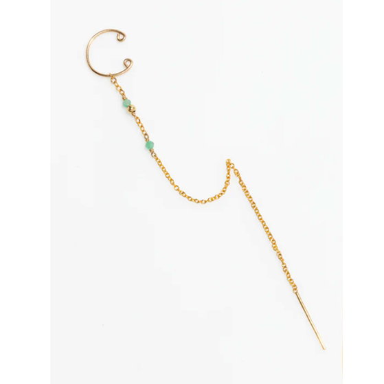 1YA0326-204 [YAY PARIS] Celestial Chain Earring Emerald Laminated Gold #24SSC-340incl147 (EU)