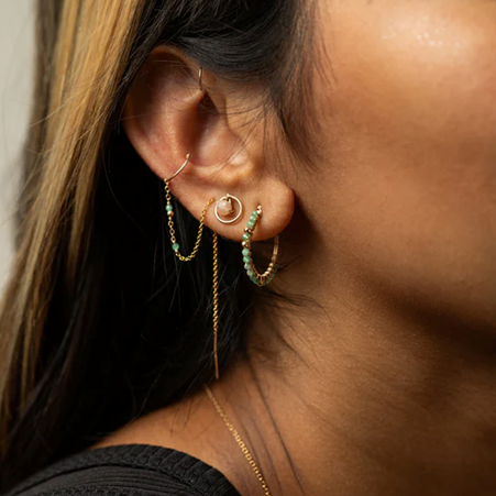 1YA0326-204 [YAY PARIS] Celestial Chain Earring Emerald Laminated Gold #24SSC-340incl147 (EU)