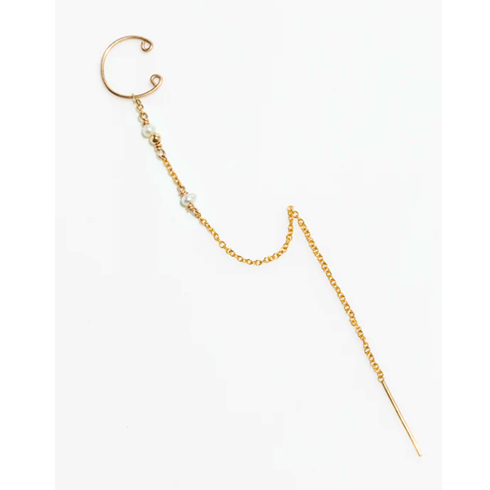 1YA0326-205 [YAY PARIS] Celestial Chain Earring Cultured Pearls Laminated Gold #10clch101 (EU)