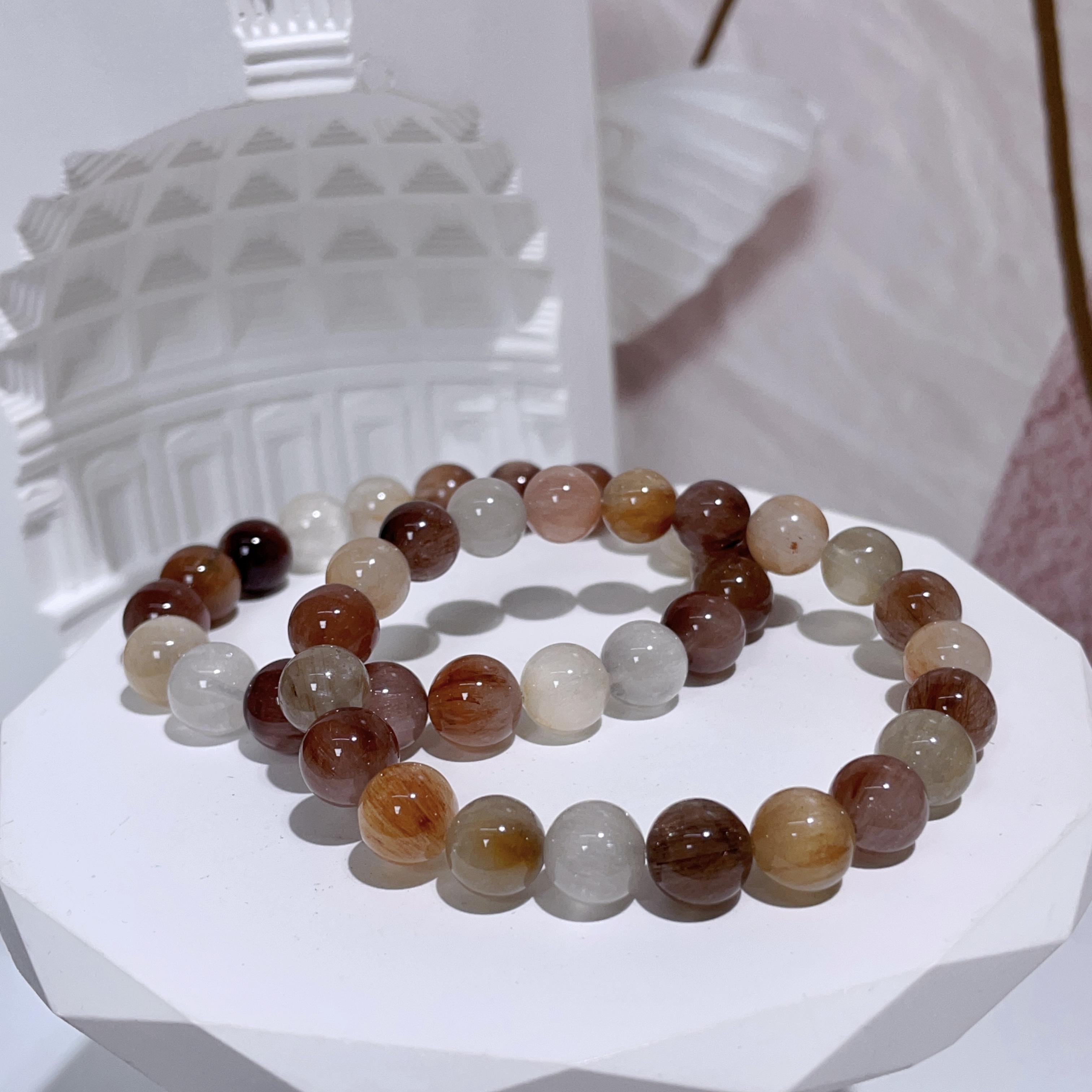 貓眼彩兔毛手串 9mm