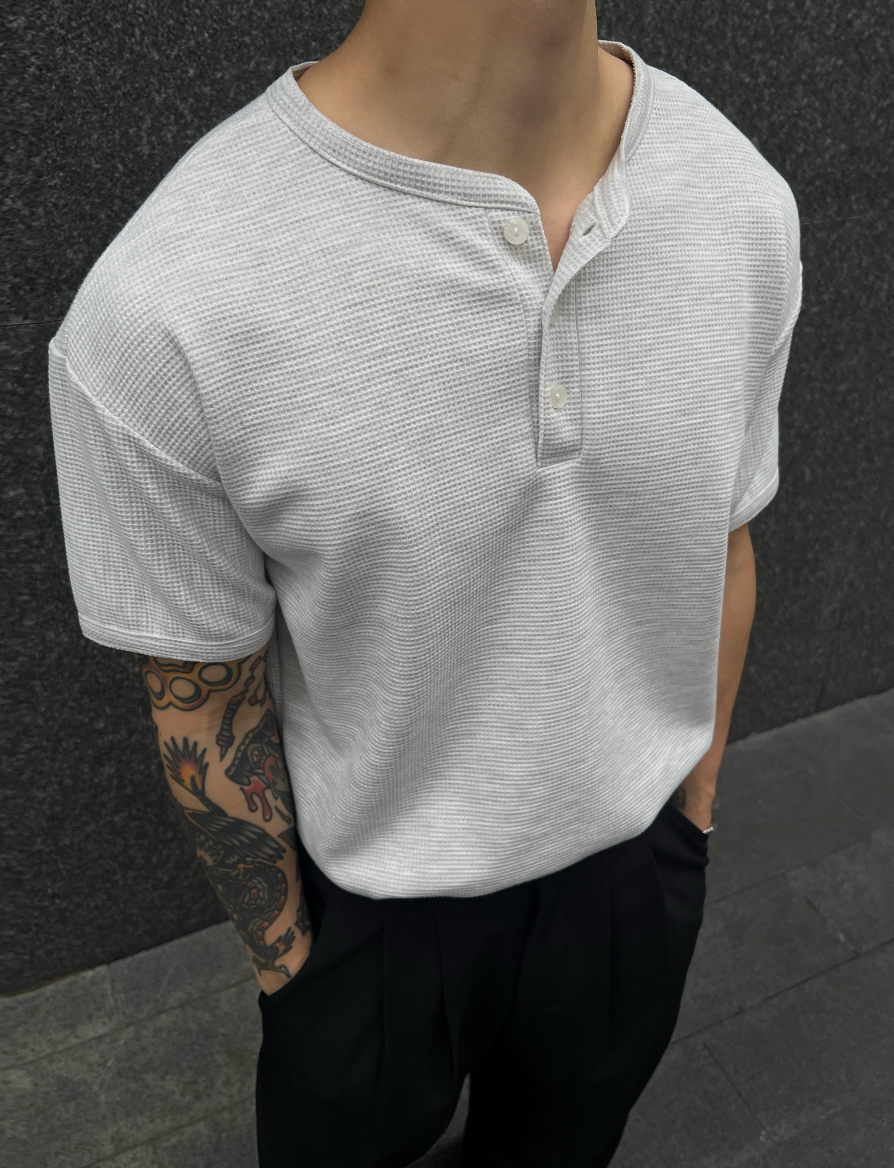 [1atm] 華夫格-亨利領Tshirt project-038 design™ by 1atm