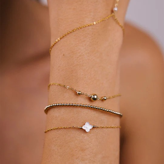 1YA0326-072 [YAY PARIS] Swan Star Bracelet - Mother of Pearl Rolled Gold #200emsw102 (EU)