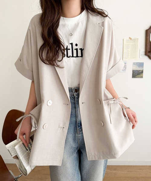 260325 Mily Bilet 可拆卸蝴蝶結短袖西裝外套