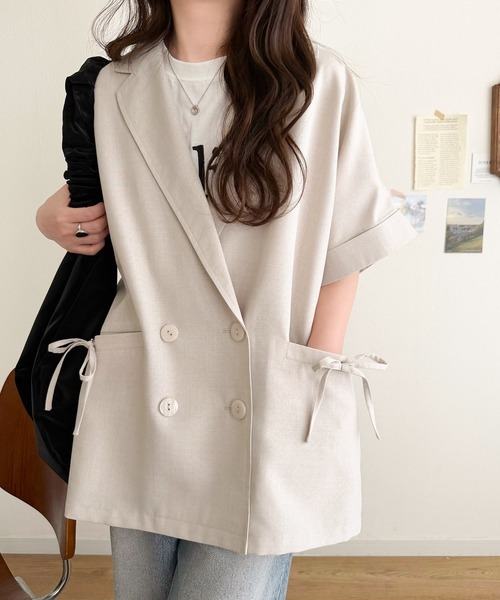 260325 Mily Bilet 可拆卸蝴蝶結短袖西裝外套