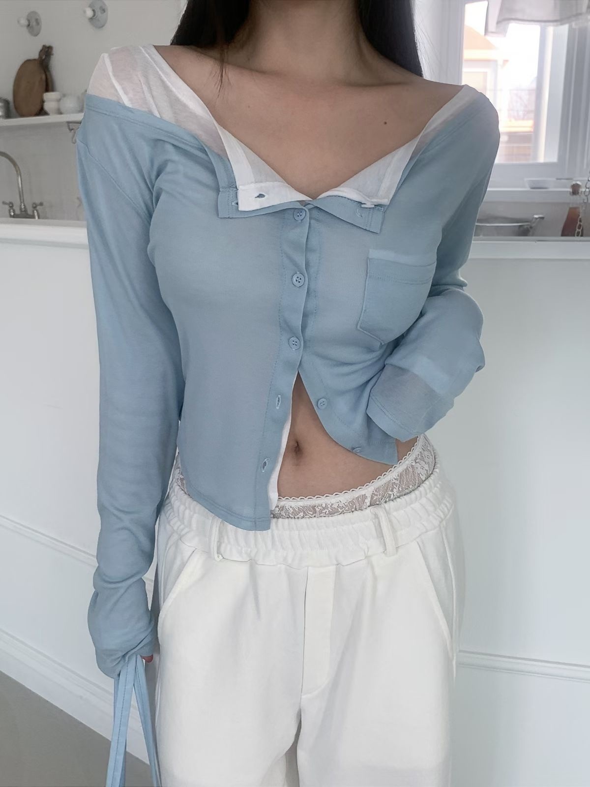 透視極簡top 可疊搭