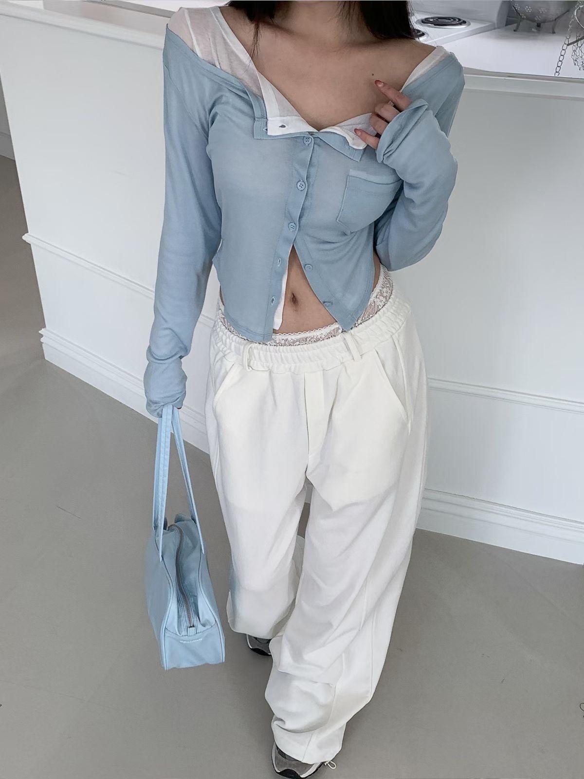 透視極簡top 可疊搭