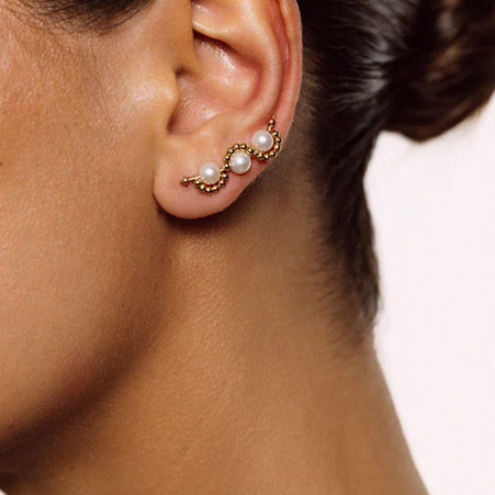 1YA0326-210 [YAY PARIS] Climber Gaia Cultured Pearl Laminated Gold #304logr101 (EU)