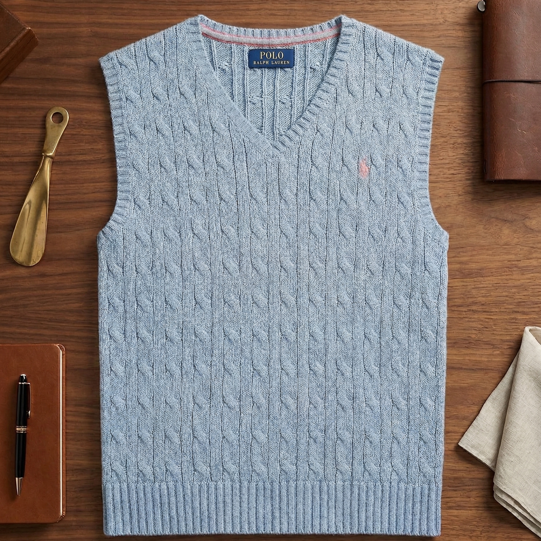 【預購】 Polo Ralph Lauren H032506 經典絞花 V 領針織背心