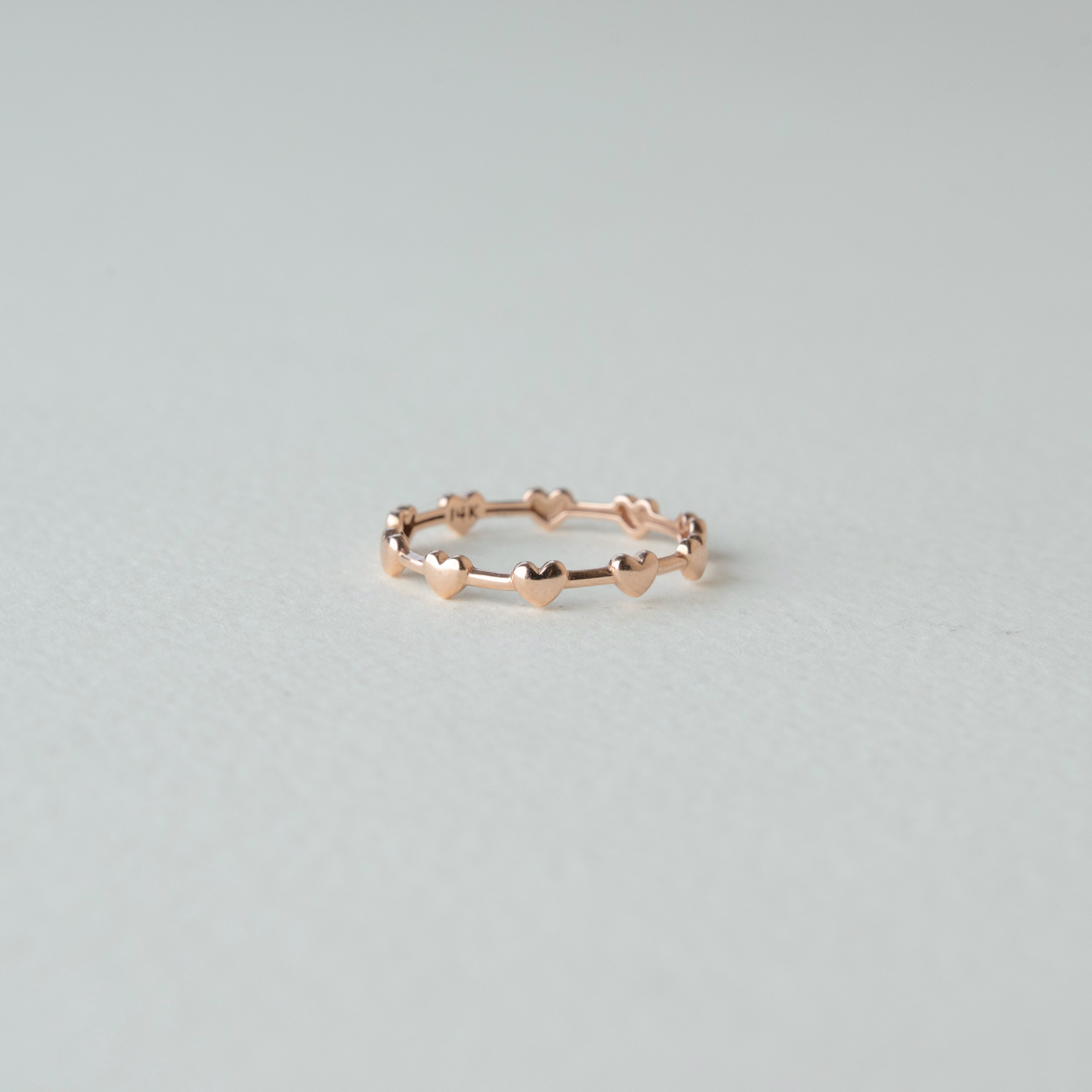 14k整圈節節光面愛心戒指