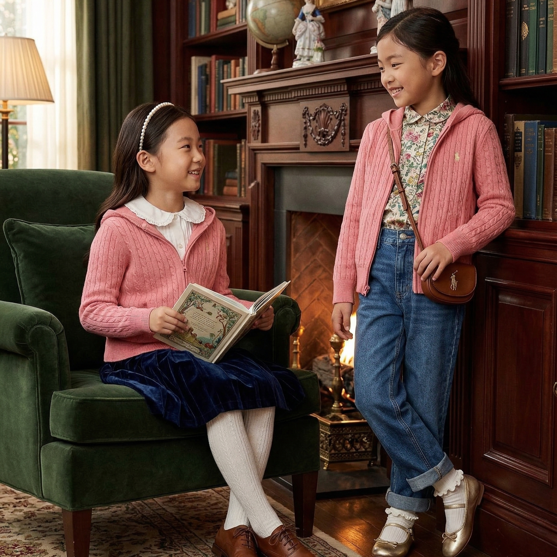 【預購】 Polo Ralph Lauren H032511 女童經典微絞花連帽拉鏈外套