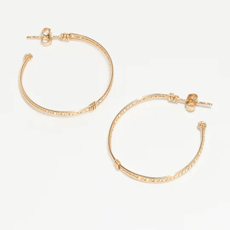 1YA0326-212 [YAY PARIS] Large Diamond Hoop Earrings Laminated Gold #22AHC-301trdigd100 (EU)