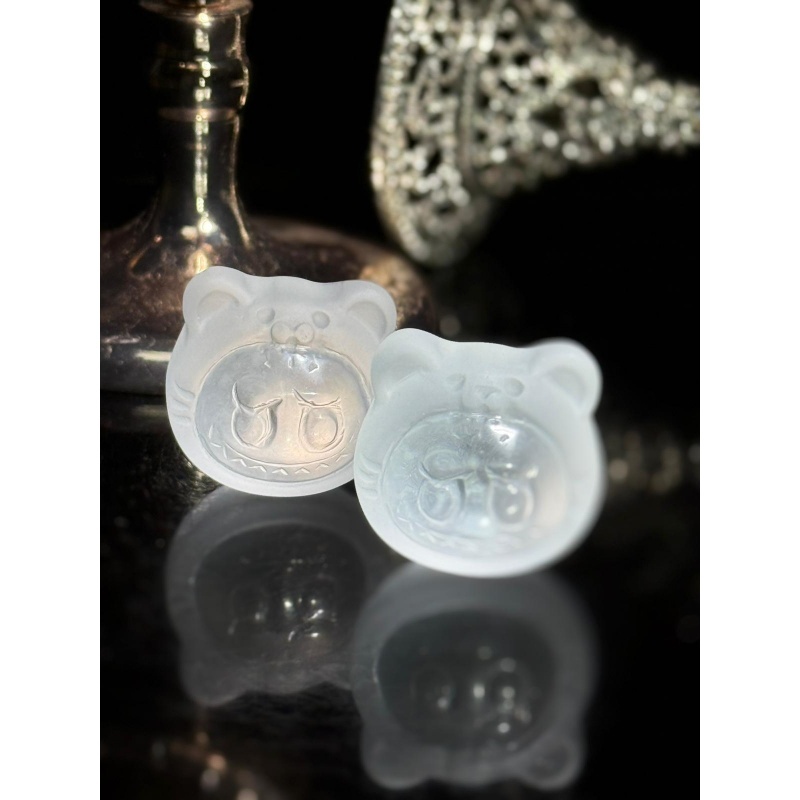 HKCG0327-006 熊仔頭套白水晶lafufu(一對) (A6)