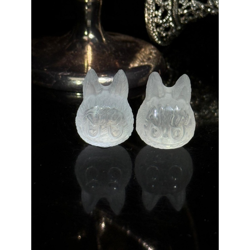 HKCG0327-011 大頭造型白水晶lafufu(一對) (A11)