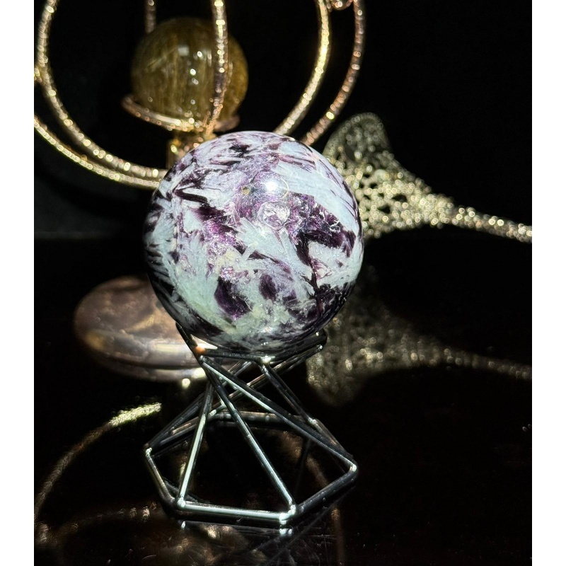 HKCG0327-013 稀有級海藍寶共生紫鋰雲母56 mm (A13)